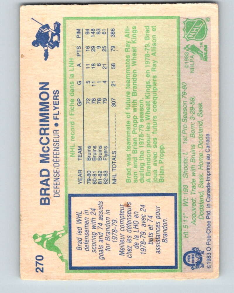 1983-84 O-Pee-Chee #270 Brad McCrimmon Philadelphia Flyers V27612