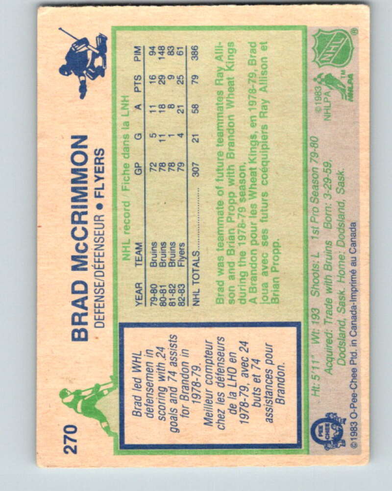 1983-84 O-Pee-Chee #270 Brad McCrimmon Philadelphia Flyers V27613