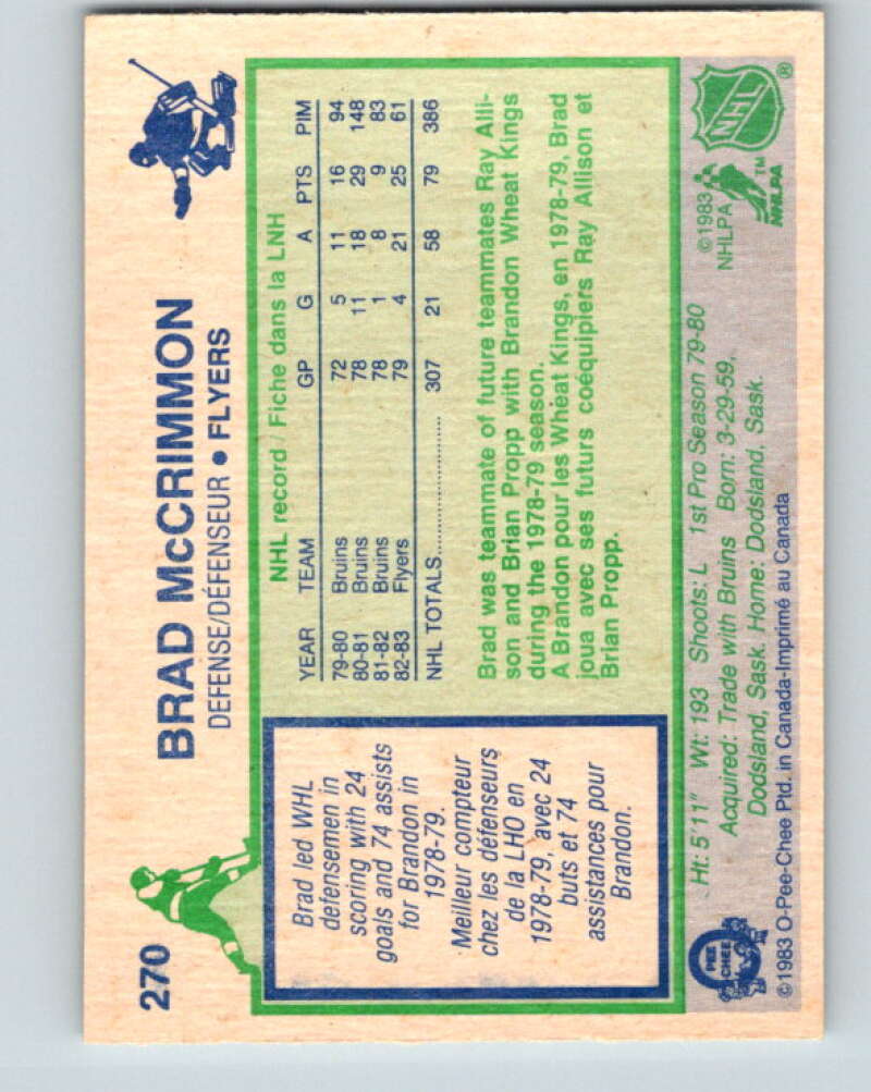 1983-84 O-Pee-Chee #270 Brad McCrimmon Philadelphia Flyers V27614
