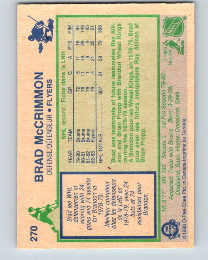 1983-84 O-Pee-Chee #270 Brad McCrimmon Philadelphia Flyers V27615