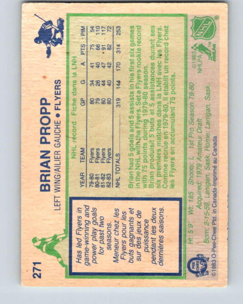 1983-84 O-Pee-Chee #271 Brian Propp Philadelphia Flyers V27616