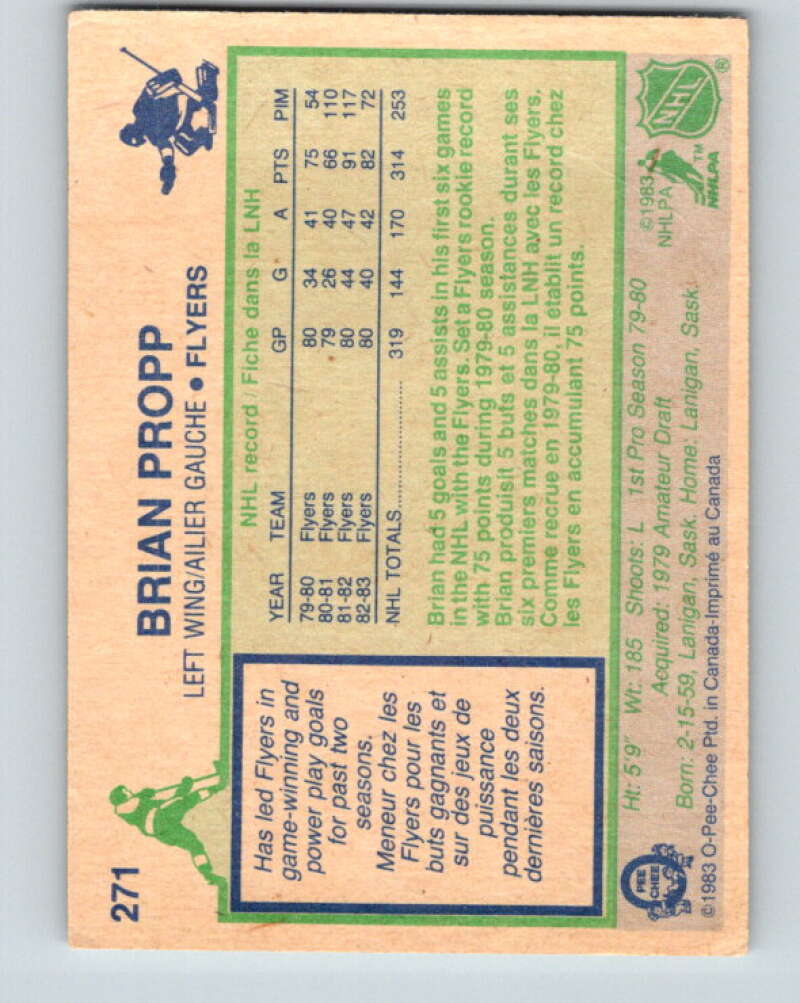 1983-84 O-Pee-Chee #271 Brian Propp Philadelphia Flyers V27617