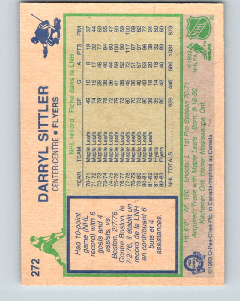 1983-84 O-Pee-Chee #272 Darryl Sittler Philadelphia Flyers V27619