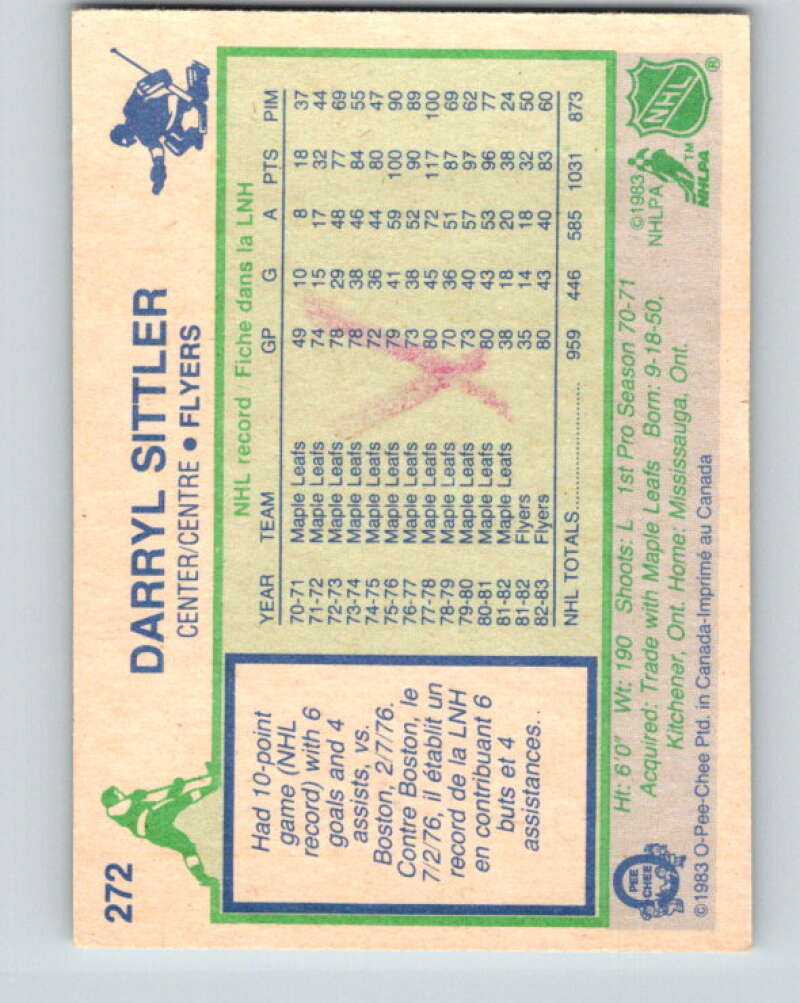 1983-84 O-Pee-Chee #272 Darryl Sittler Philadelphia Flyers V27620