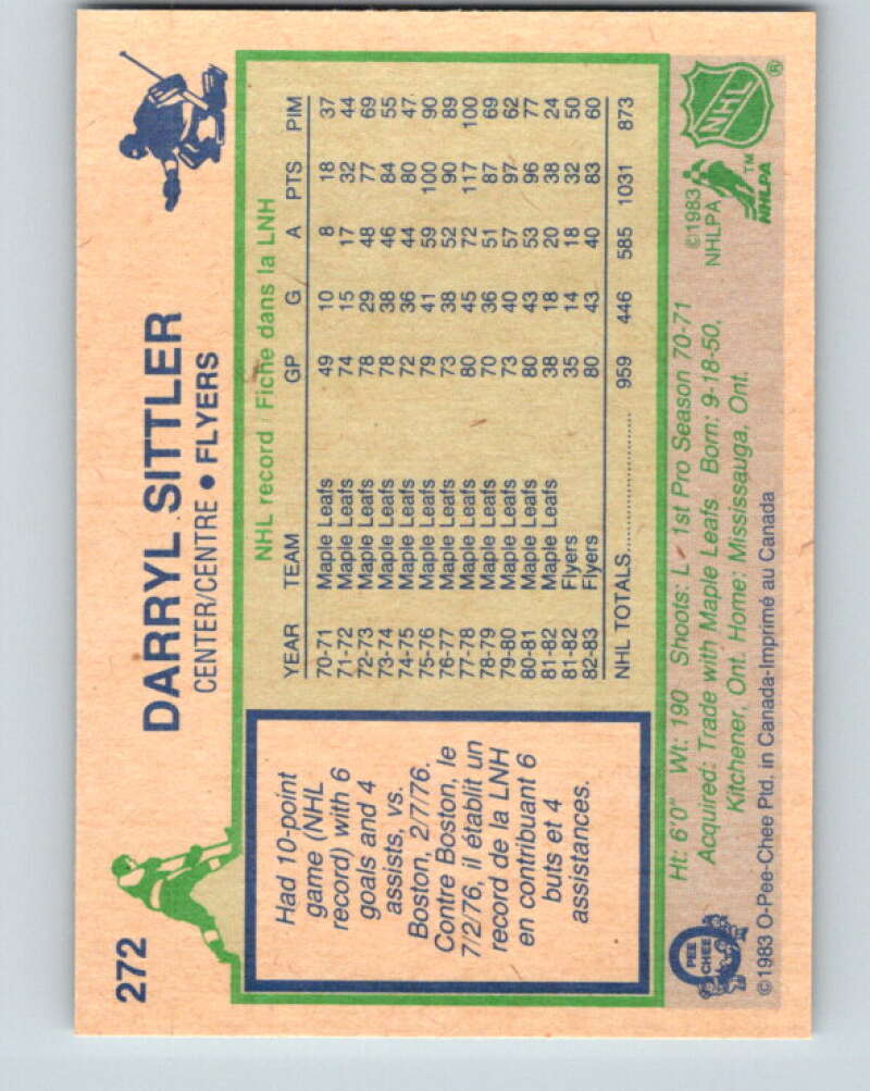 1983-84 O-Pee-Chee #272 Darryl Sittler Philadelphia Flyers V27622
