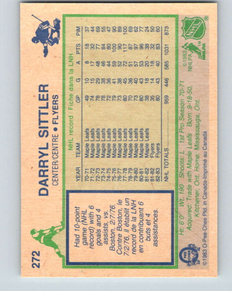 1983-84 O-Pee-Chee #272 Darryl Sittler Philadelphia Flyers V27623