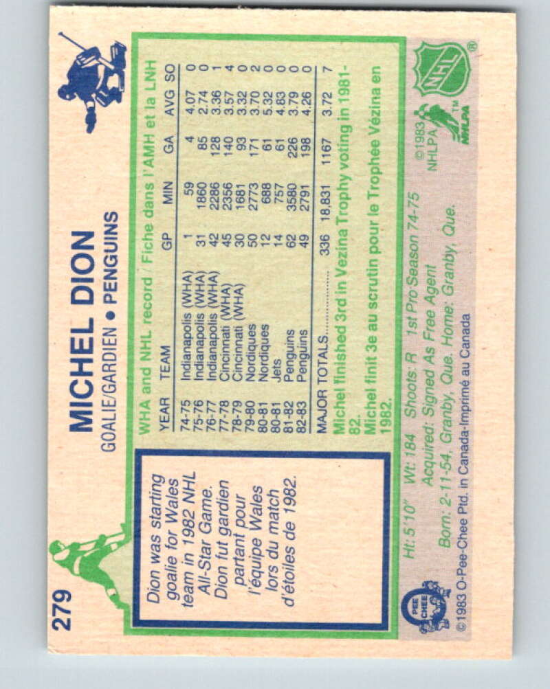 1983-84 O-Pee-Chee #279 Michel Dion Pittsburgh Penguins V27644