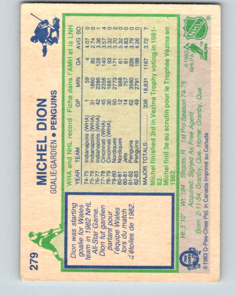 1983-84 O-Pee-Chee #279 Michel Dion Pittsburgh Penguins V27645