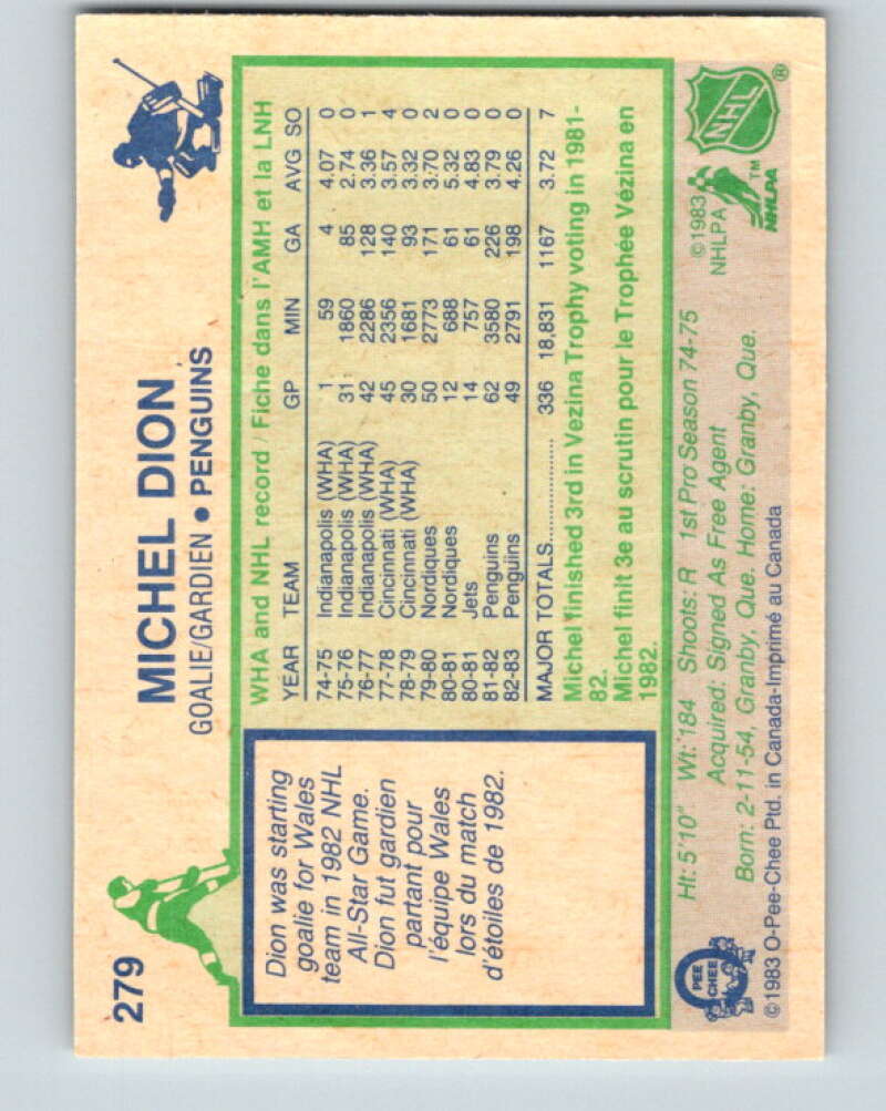 1983-84 O-Pee-Chee #279 Michel Dion Pittsburgh Penguins V27646