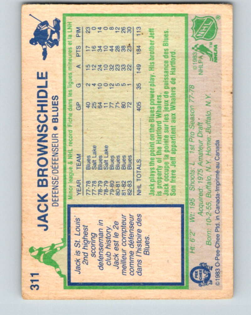 1983-84 O-Pee-Chee #311 Jack Brownschidle St. Louis Blues V27763