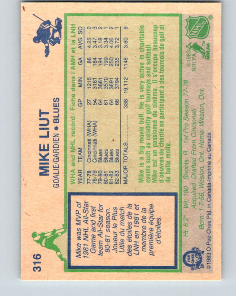 1983-84 O-Pee-Chee #316 Mike Liut St. Louis Blues V27784