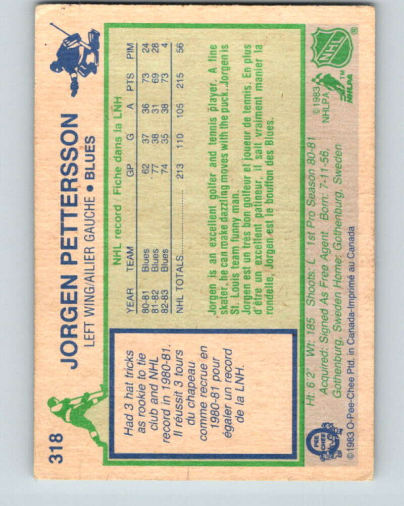 1983-84 O-Pee-Chee #318 Jorgen Pettersson St. Louis Blues V27786