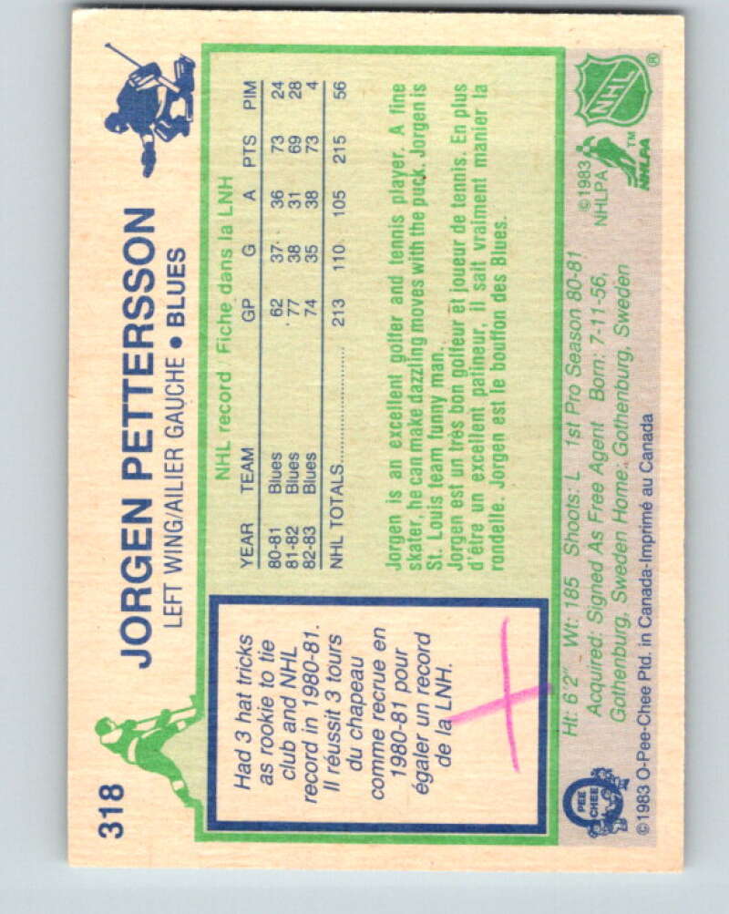 1983-84 O-Pee-Chee #318 Jorgen Pettersson St. Louis Blues V27787