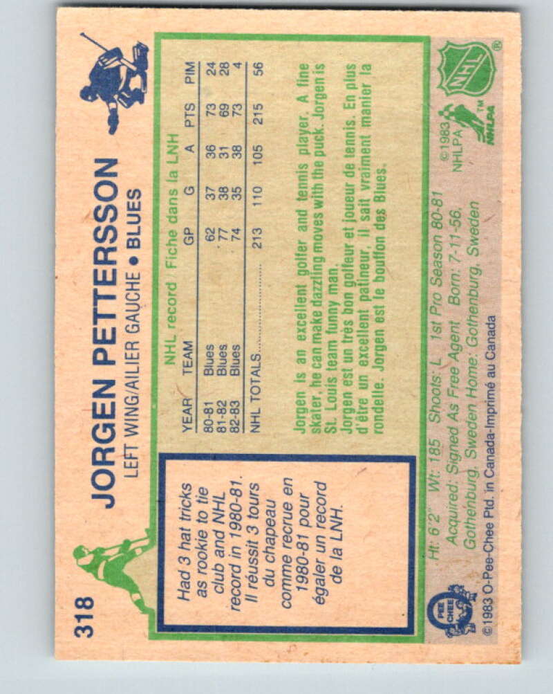 1983-84 O-Pee-Chee #318 Jorgen Pettersson St. Louis Blues V27789