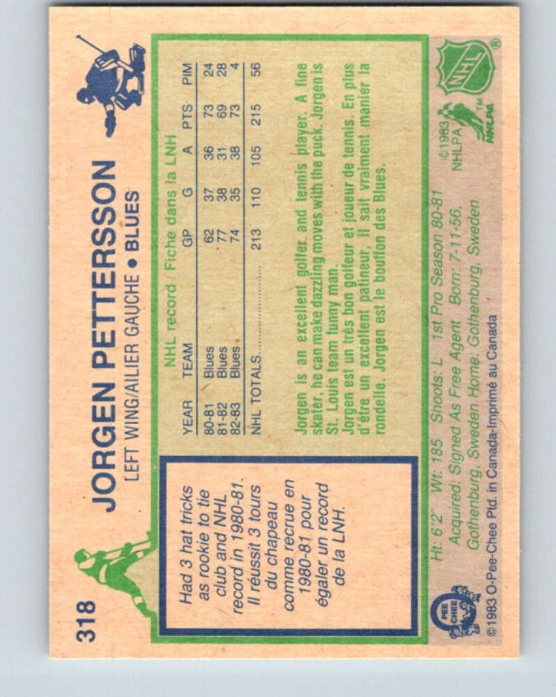 1983-84 O-Pee-Chee #318 Jorgen Pettersson St. Louis Blues V27792