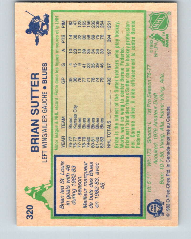 1983-84 O-Pee-Chee #320 Brian Sutter St. Louis Blues V27797