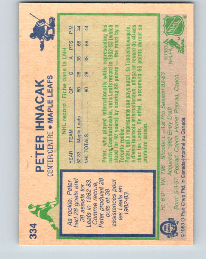 1983-84 O-Pee-Chee #334 Peter Ihnacak RC Rookie Maple Leafs V27842