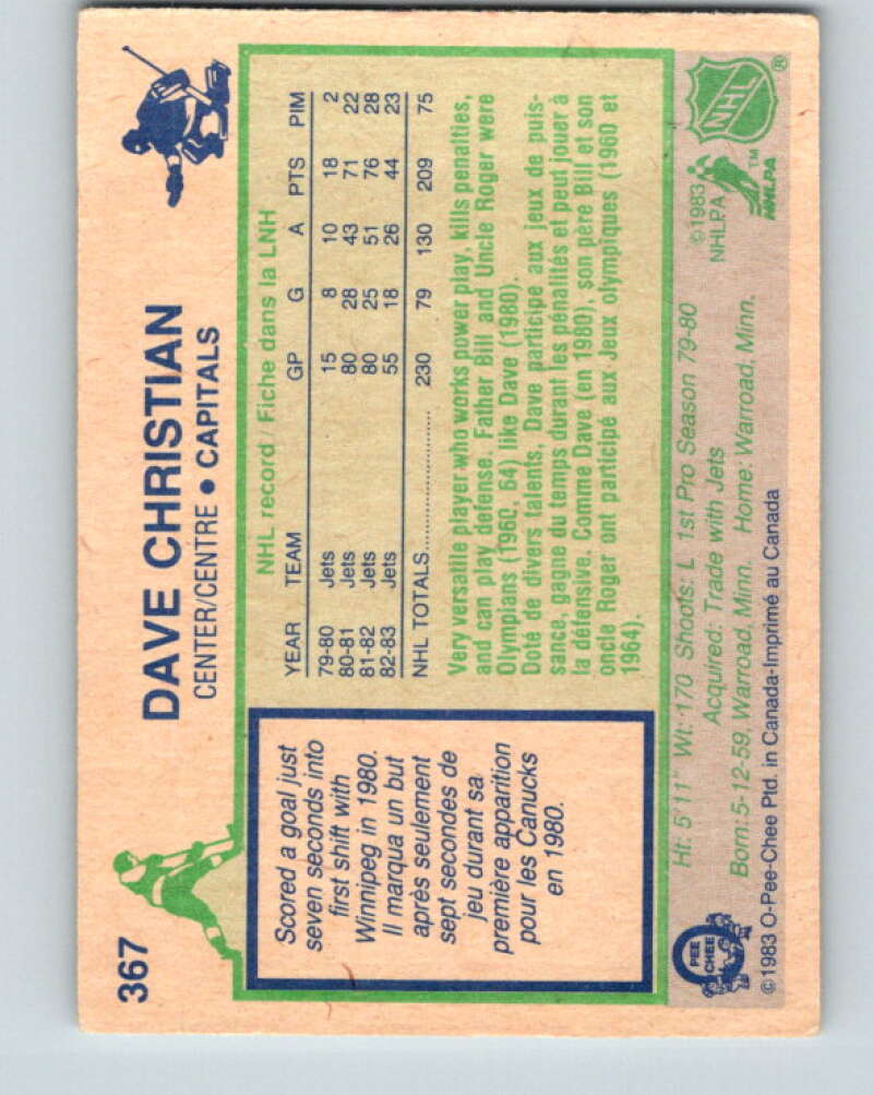 1983-84 O-Pee-Chee #367 Dave Christian Washington Capitals V27959