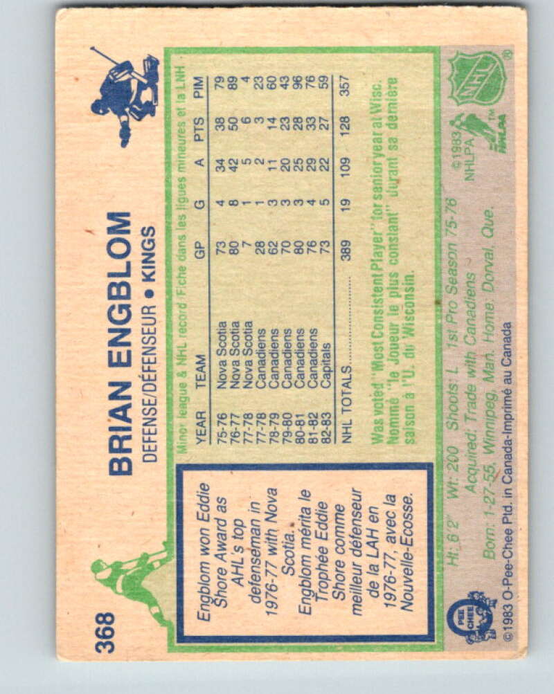 1983-84 O-Pee-Chee #368 Brian Engblom Los Angeles Kings V27963