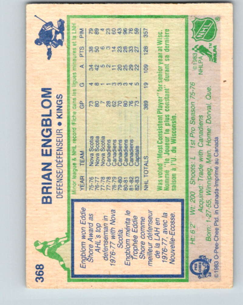 1983-84 O-Pee-Chee #368 Brian Engblom Los Angeles Kings V27964