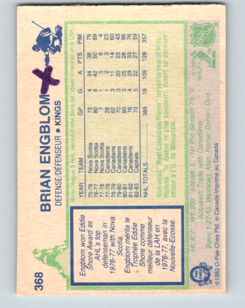 1983-84 O-Pee-Chee #368 Brian Engblom Los Angeles Kings V27966
