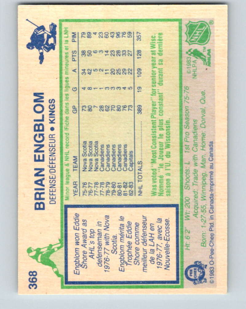 1983-84 O-Pee-Chee #368 Brian Engblom Los Angeles Kings V27967