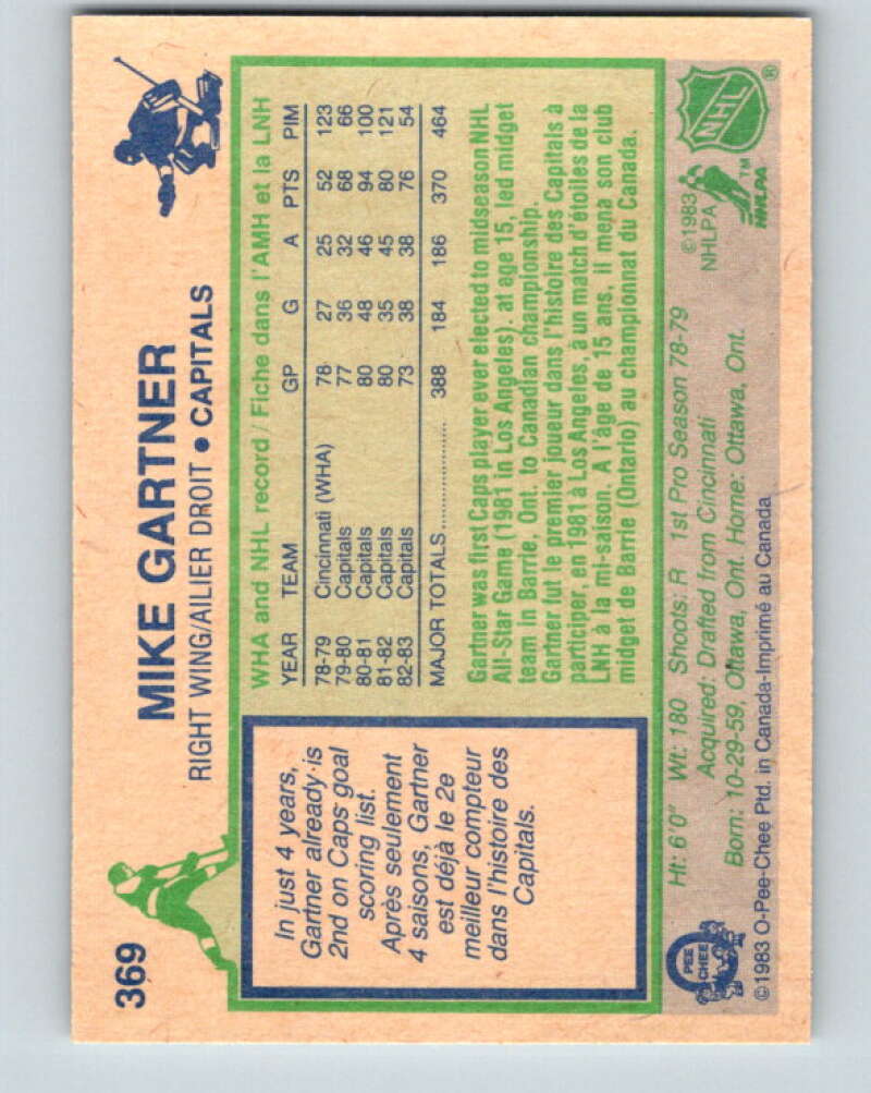 1983-84 O-Pee-Chee #369 Mike Gartner Washington Capitals V27970