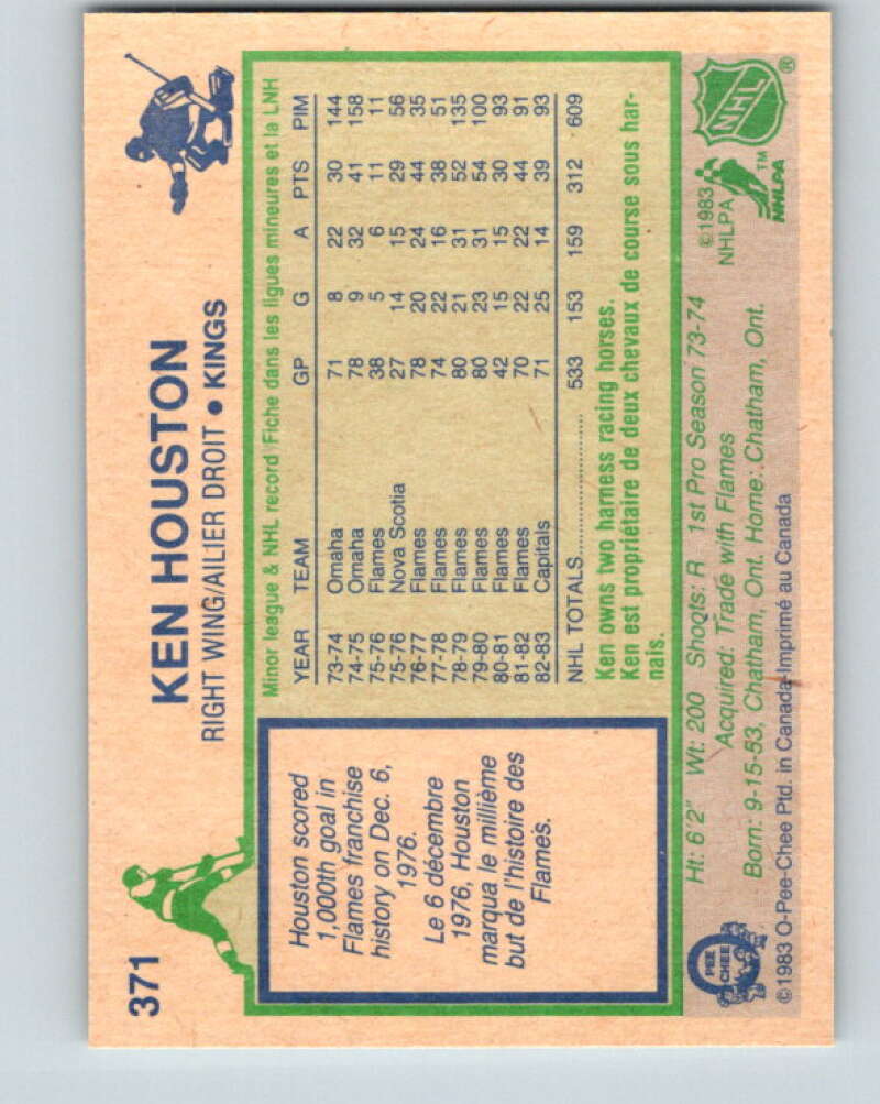 1983-84 O-Pee-Chee #371 Ken Houston Los Angeles Kings V27972
