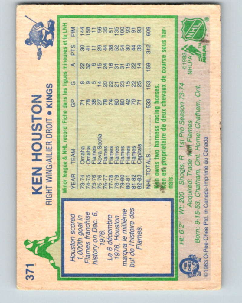 1983-84 O-Pee-Chee #371 Ken Houston Los Angeles Kings V27973