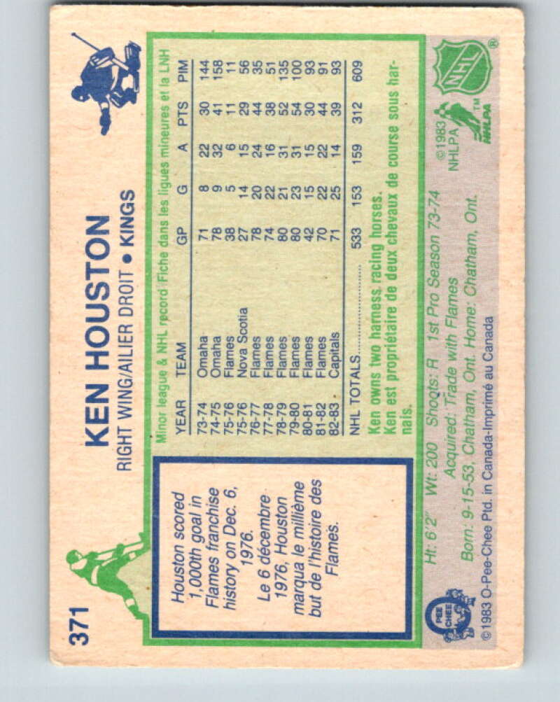 1983-84 O-Pee-Chee #371 Ken Houston Los Angeles Kings V27974