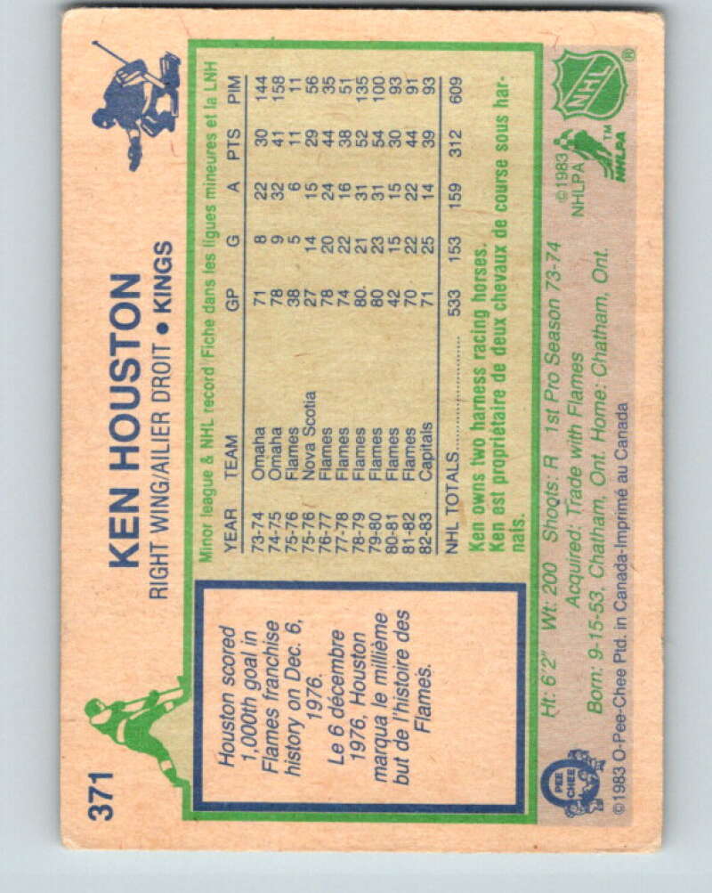 1983-84 O-Pee-Chee #371 Ken Houston Los Angeles Kings V27975