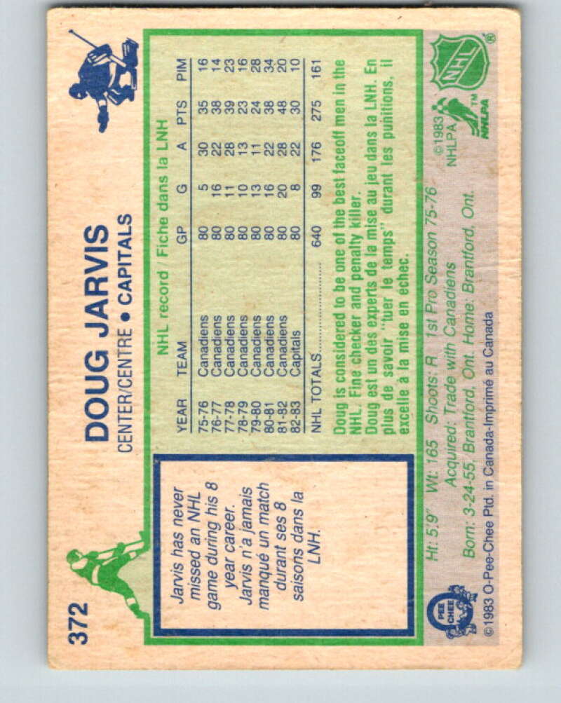 1983-84 O-Pee-Chee #372 Doug Jarvis Washington Capitals V27976
