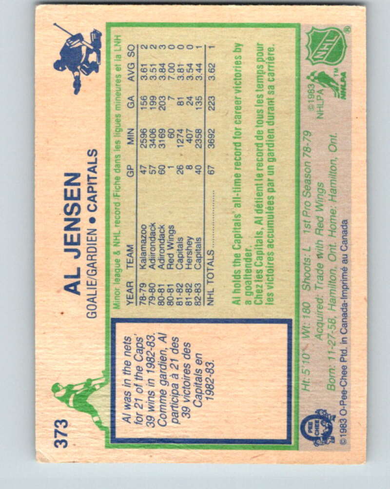 1983-84 O-Pee-Chee #373 Al Jensen RC Rookie Capitals V27982