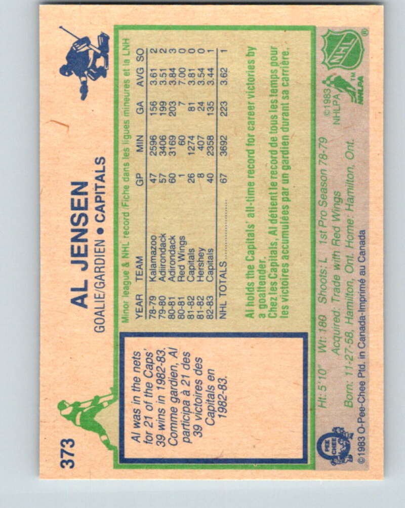 1983-84 O-Pee-Chee #373 Al Jensen RC Rookie Capitals V27984