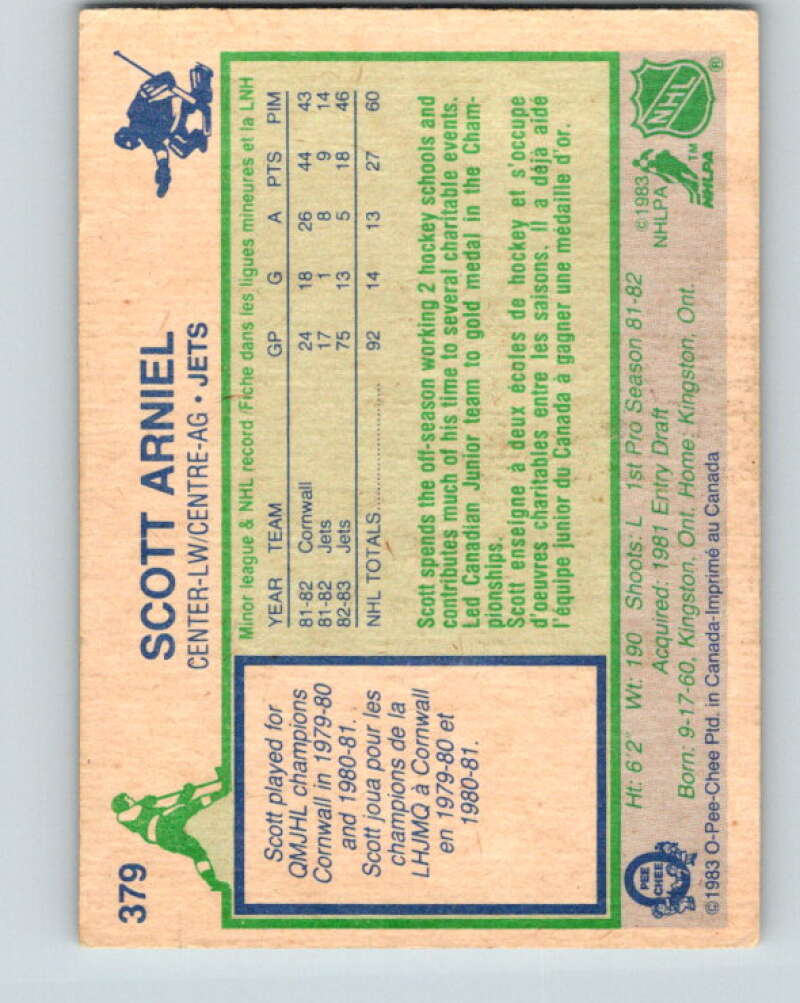 1983-84 O-Pee-Chee #379 Scott Arniel RC Rookie Winnipeg Jets V27998