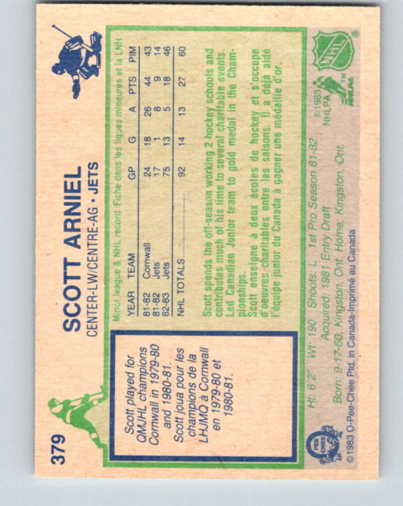 1983-84 O-Pee-Chee #379 Scott Arniel RC Rookie Winnipeg Jets V27999