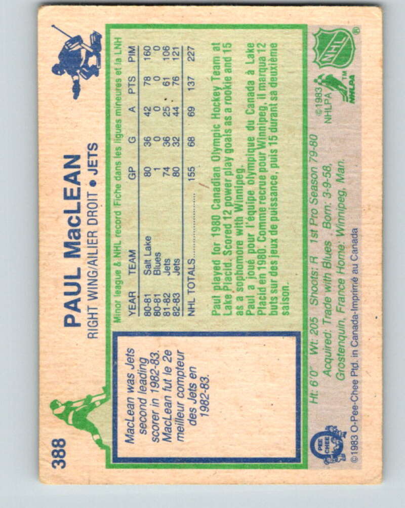 1983-84 O-Pee-Chee #388 Paul MacLean Winnipeg Jets V28028