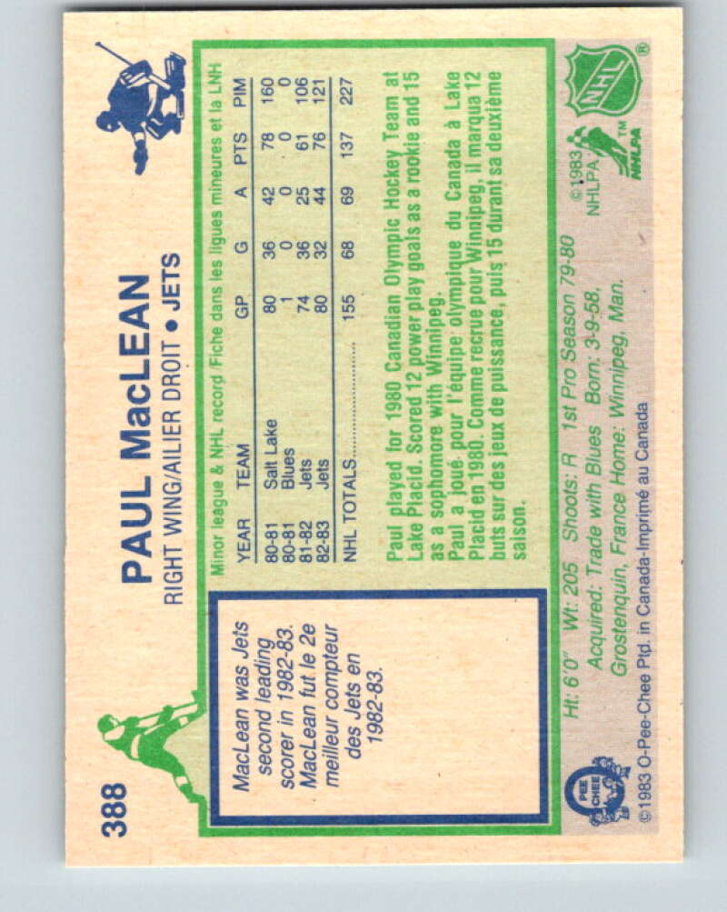 1983-84 O-Pee-Chee #388 Paul MacLean Winnipeg Jets V28030