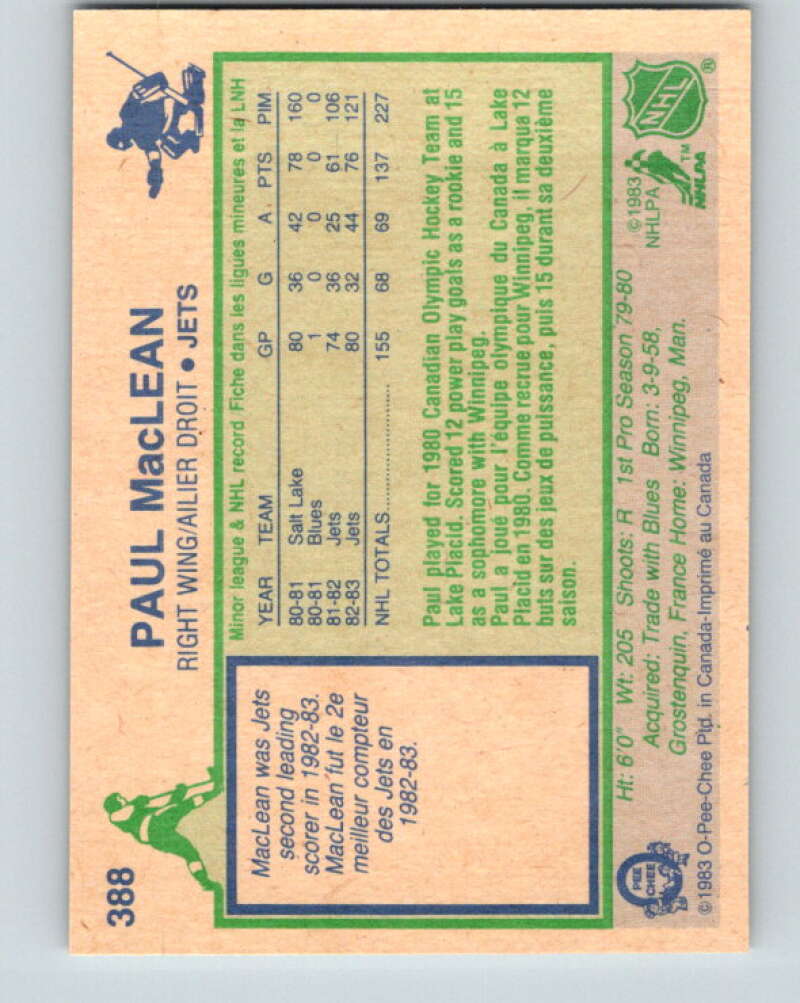 1983-84 O-Pee-Chee #388 Paul MacLean Winnipeg Jets V28031