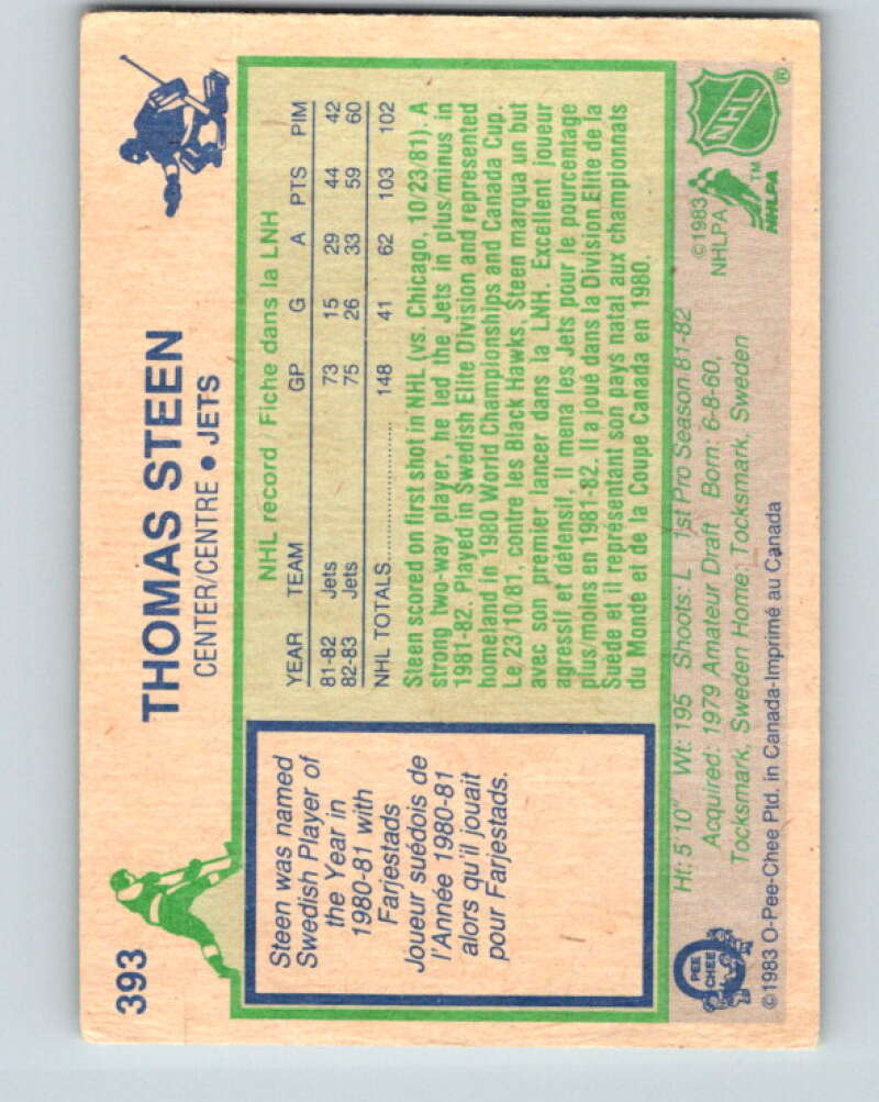 1983-84 O-Pee-Chee #393 Thomas Steen Winnipeg Jets V28047