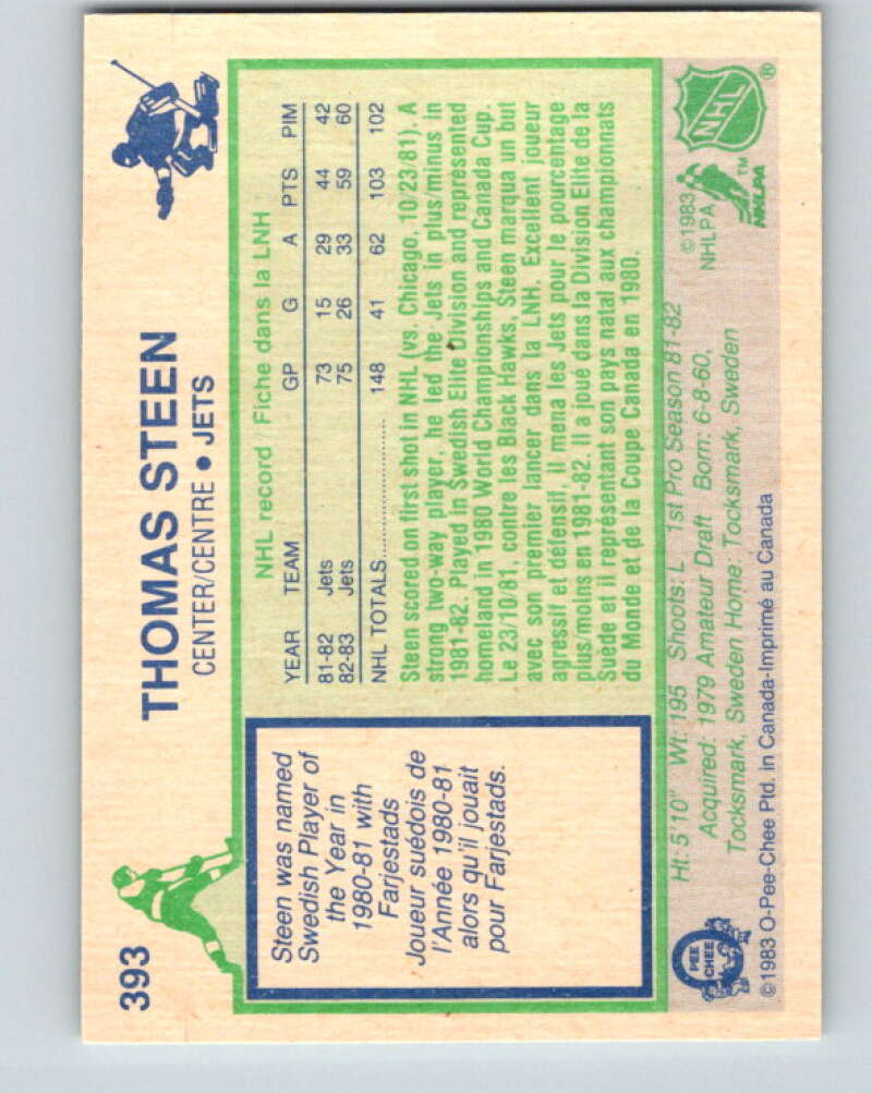 1983-84 O-Pee-Chee #393 Thomas Steen Winnipeg Jets V28048