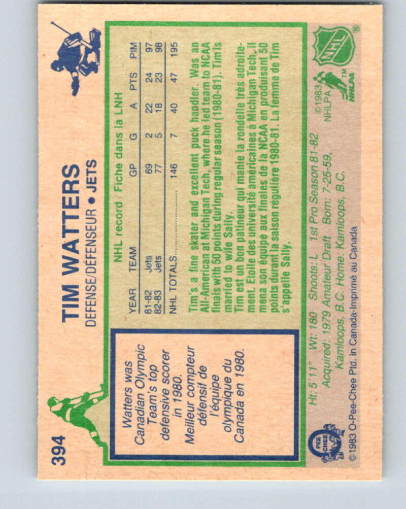 1983-84 O-Pee-Chee #394 Tim Watters Winnipeg Jets V28052