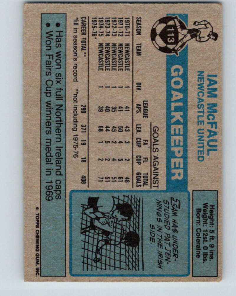 1976-77 Topps England Soccer Football #113 Iam McFaul V28138
