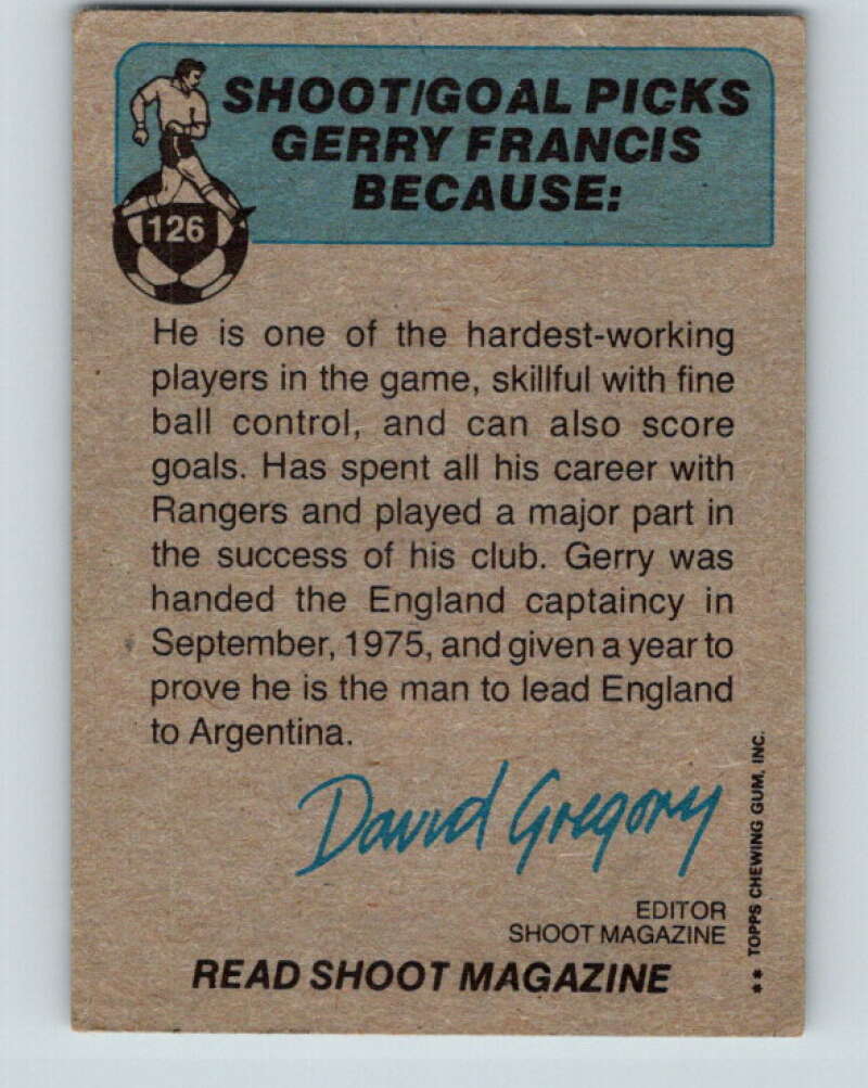 1976-77 Topps England Soccer Football #126 Gerry Francis V28145