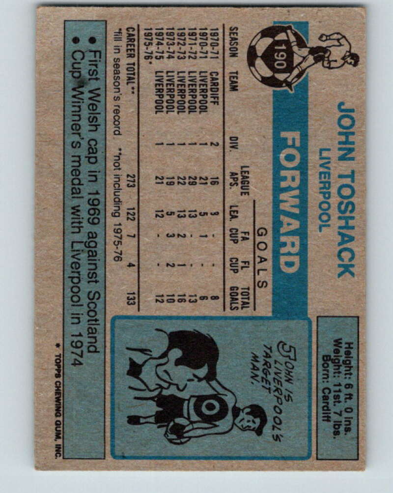 1976-77 Topps England Soccer Football #190 John Toshack V28177