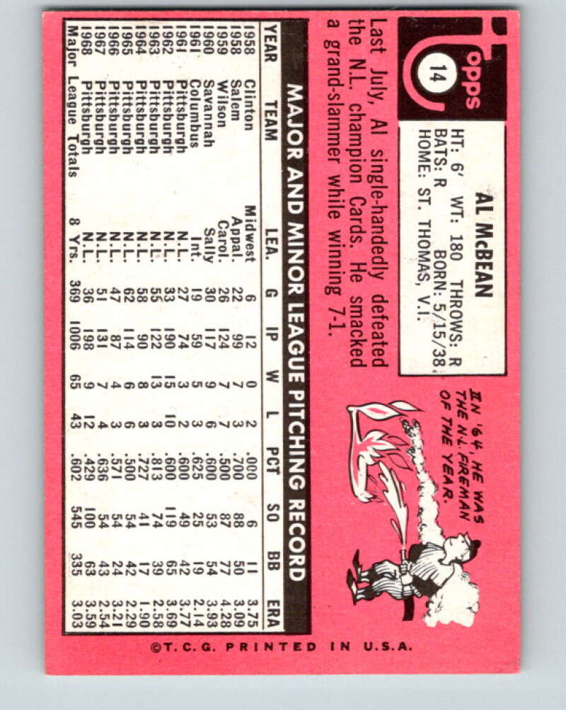 1969 Topps #14 Al McBean San Diego Padres V28505