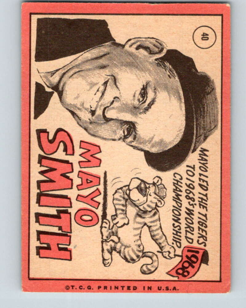 1969 Topps #40 Mayo Smith MG Detroit Tigers V28514