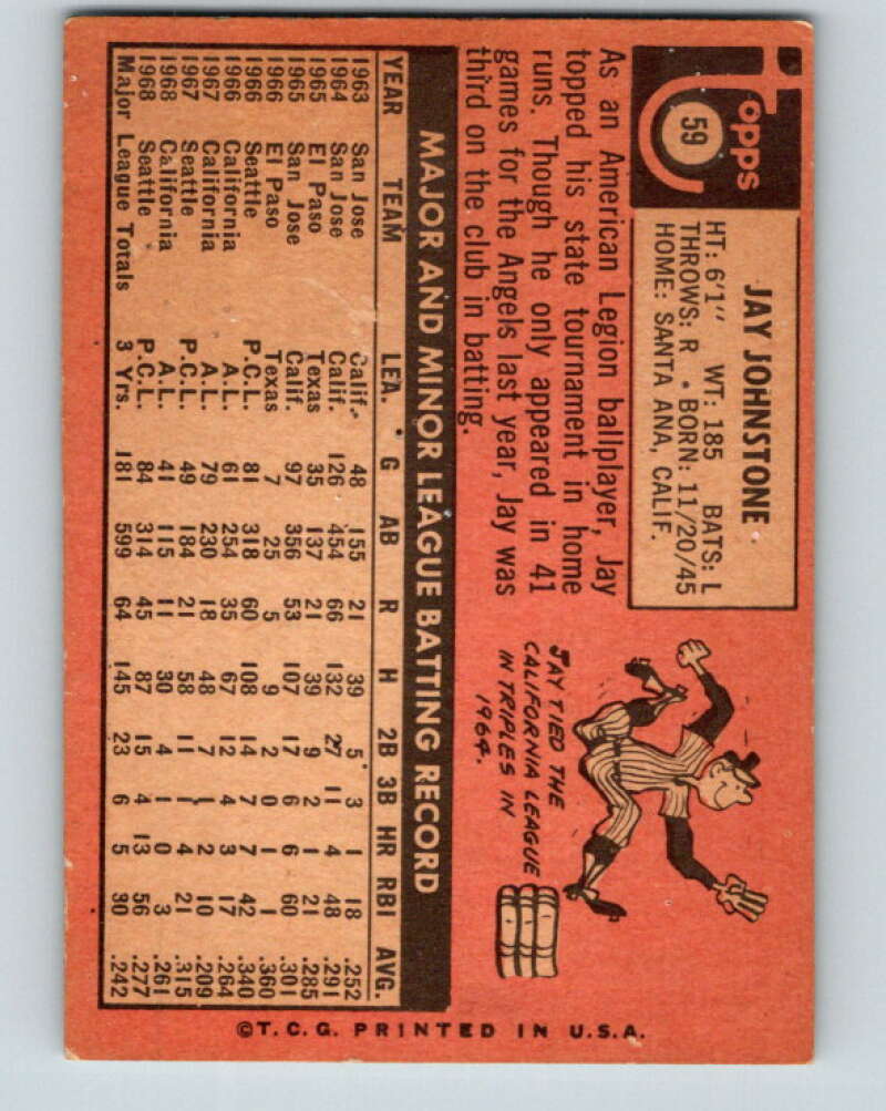 1969 Topps #59 Jay Johnstone California Angels V28525