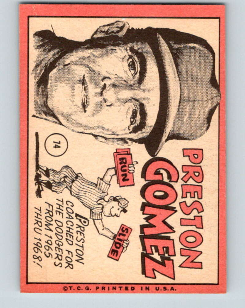 1969 Topps #74 Preston Gomez MG San Diego Padres V28530