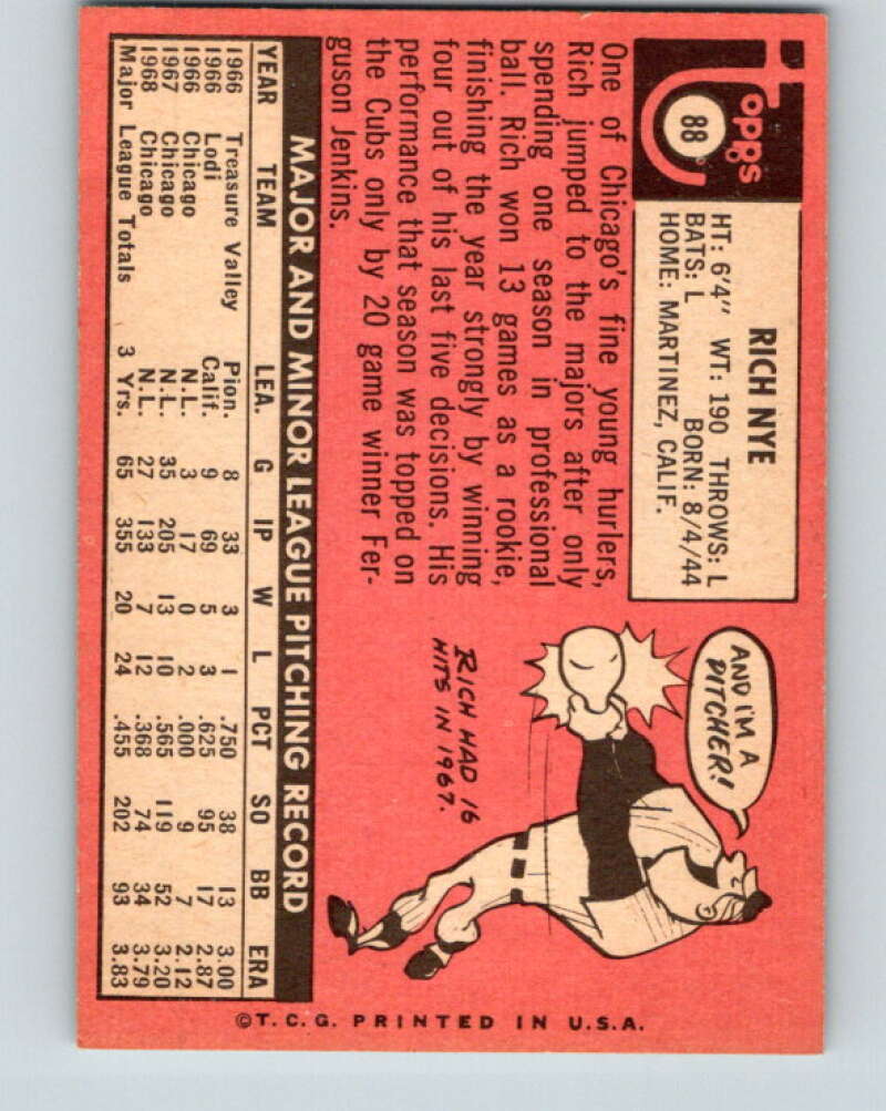 1969 Topps #88 Rich Nye  Chicago Cubs  V28537